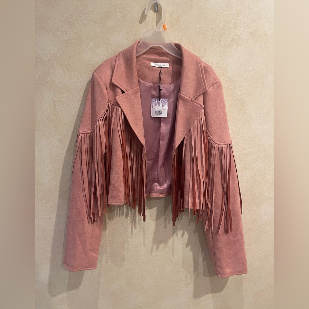 Brand new Wisteria Lane Suede Fringe Jacket Size L